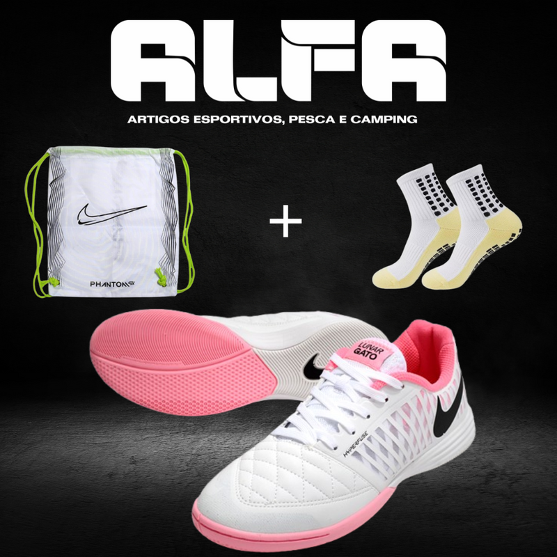 Chuteira de Futsal Nike Lunar Gato 2 Brancas (COM BRINDES EXCLUSIVOS)