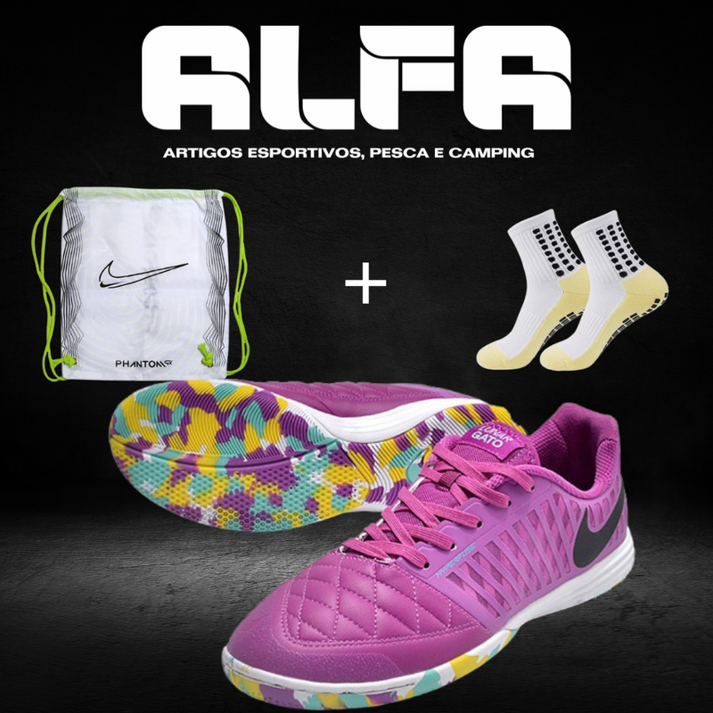 Chuteira de Futsal Nike Lunar Gato 2 Rosa (COM BRINDES EXCLUSIVOS)