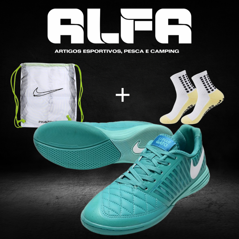 Chuteira de Futsal Nike Lunar Gato 2 Azul (COM BRINDES EXCLUSIVOS)