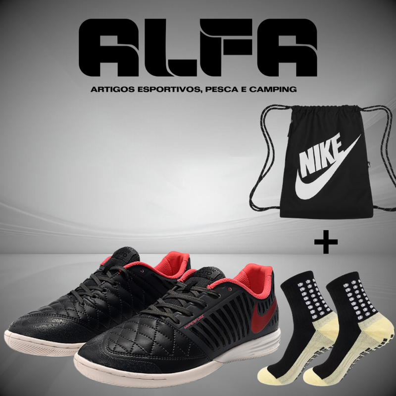 Chuteira de Futsal Nike Lunar Gato 2 Pretas (COM BRINDES EXCLUSIVOS)