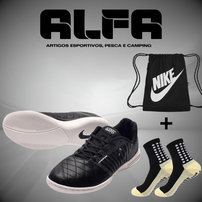 Chuteira de Futsal Nike Lunar Gato 2 Pretas (COM BRINDES EXCLUSIVOS)