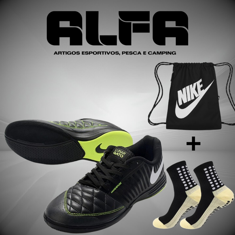 Chuteira de Futsal Nike Lunar Gato 2 Pretas (COM BRINDES EXCLUSIVOS)