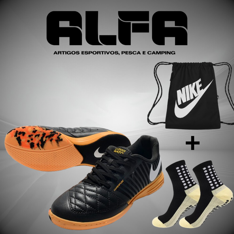 Chuteira de Futsal Nike Lunar Gato 2 Pretas (COM BRINDES EXCLUSIVOS)