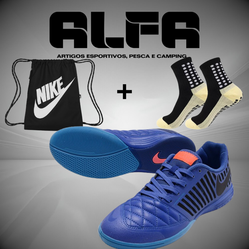 Chuteira de Futsal Nike Lunar Gato 2 Azul (COM BRINDES EXCLUSIVOS)