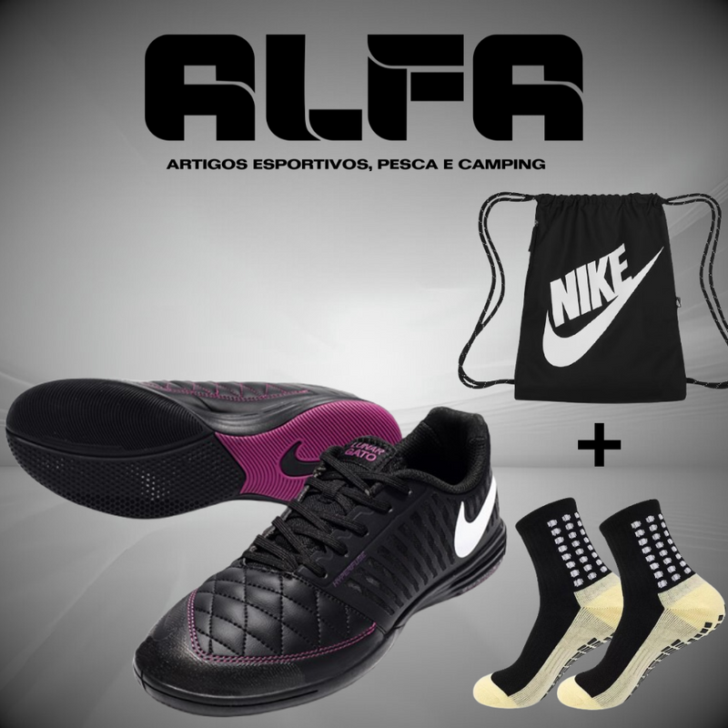 Chuteira de Futsal Nike Lunar Gato 2 Pretas (COM BRINDES EXCLUSIVOS)