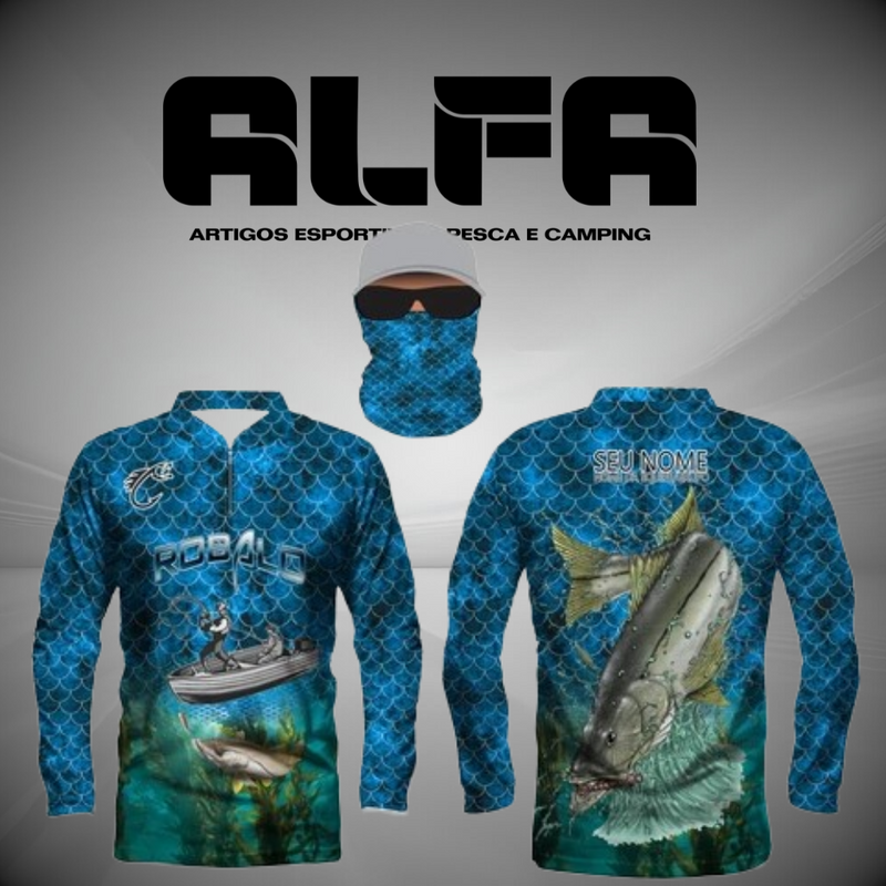 CAMISA DE PESCA ROBALO UV 50+ PERSONALIZADA + BANDANA DE BRINDE