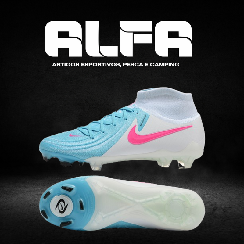 Chuteira Campo Nike Phantom Luna Elite FG Azul + BRINDES EXCLUSIVOS