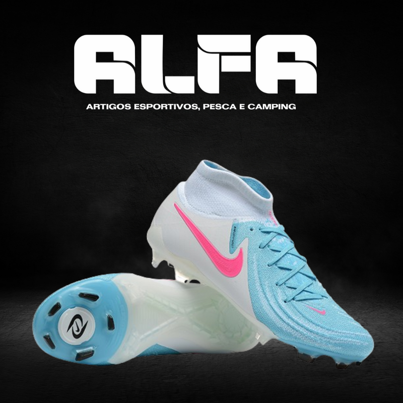 Chuteira Campo Nike Phantom Luna Elite FG Azul + BRINDES EXCLUSIVOS