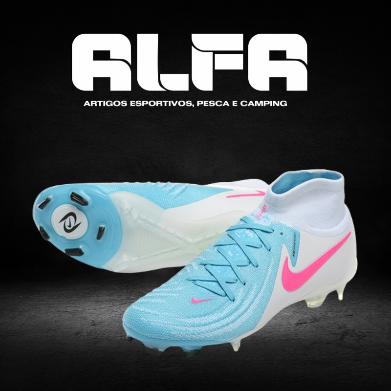 Chuteira Campo Nike Phantom Luna Elite FG Azul + BRINDES EXCLUSIVOS