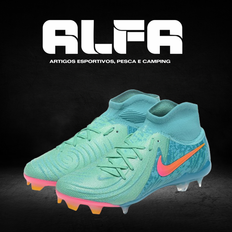 Chuteira Campo Nike Phantom Luna Elite FG Azul + BRINDES EXCLUSIVOS