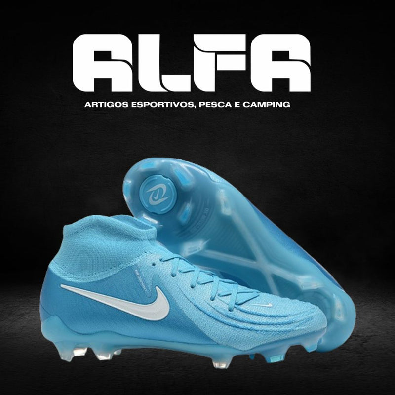 Chuteira Campo Nike Phantom Luna Elite FG Azul + BRINDES EXCLUSIVOS