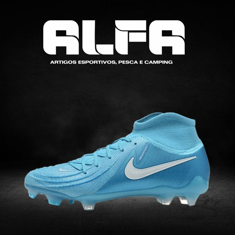 Chuteira Campo Nike Phantom Luna Elite FG Azul + BRINDES EXCLUSIVOS