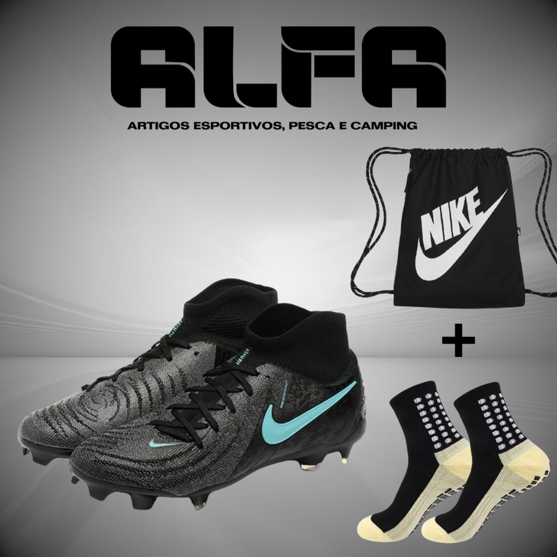 Chuteira Campo Nike Phantom Luna Elite FG Preta + BRINDES EXCLUSIVOS