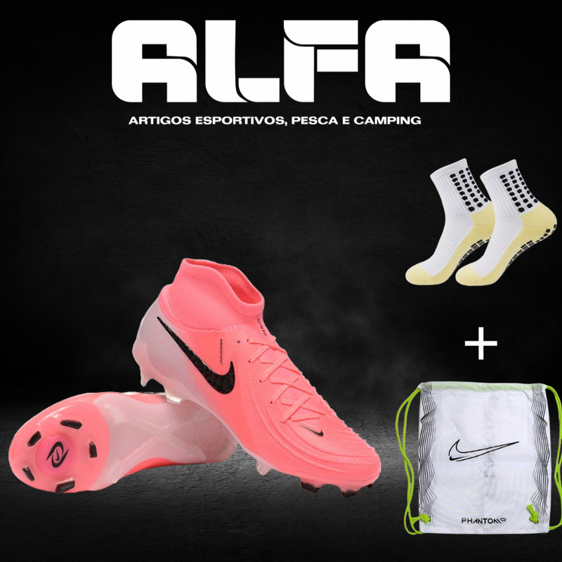 Chuteira Campo Nike Phantom Luna Elite FG Rosa + BRINDES EXCLUSIVOS