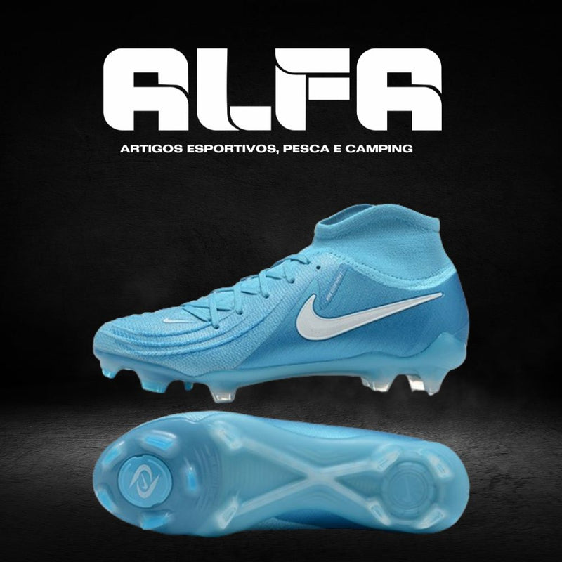 Chuteira Campo Nike Phantom Luna Elite FG Azul + BRINDES EXCLUSIVOS