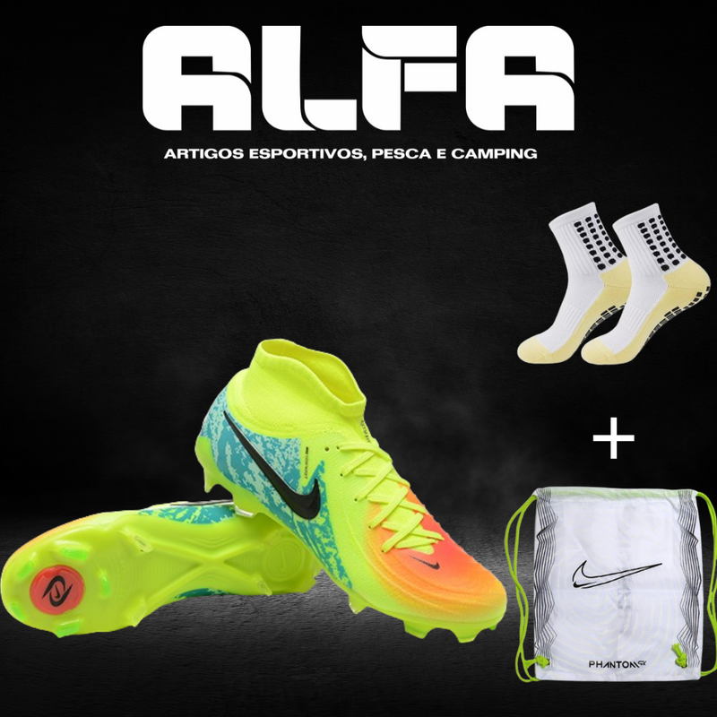 Chuteira Campo Nike Phantom Luna Elite FG Verde + BRINDES EXCLUSIVOS