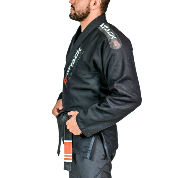 Kimono Jiu Jitsu Trançado Adulto - ATTACK 2.0 PRETO