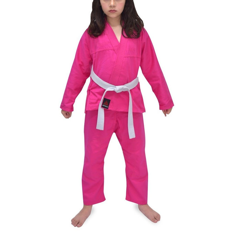 Kimono Infantil Jiu Jitsu e Judô ROSA + Faixa Branca